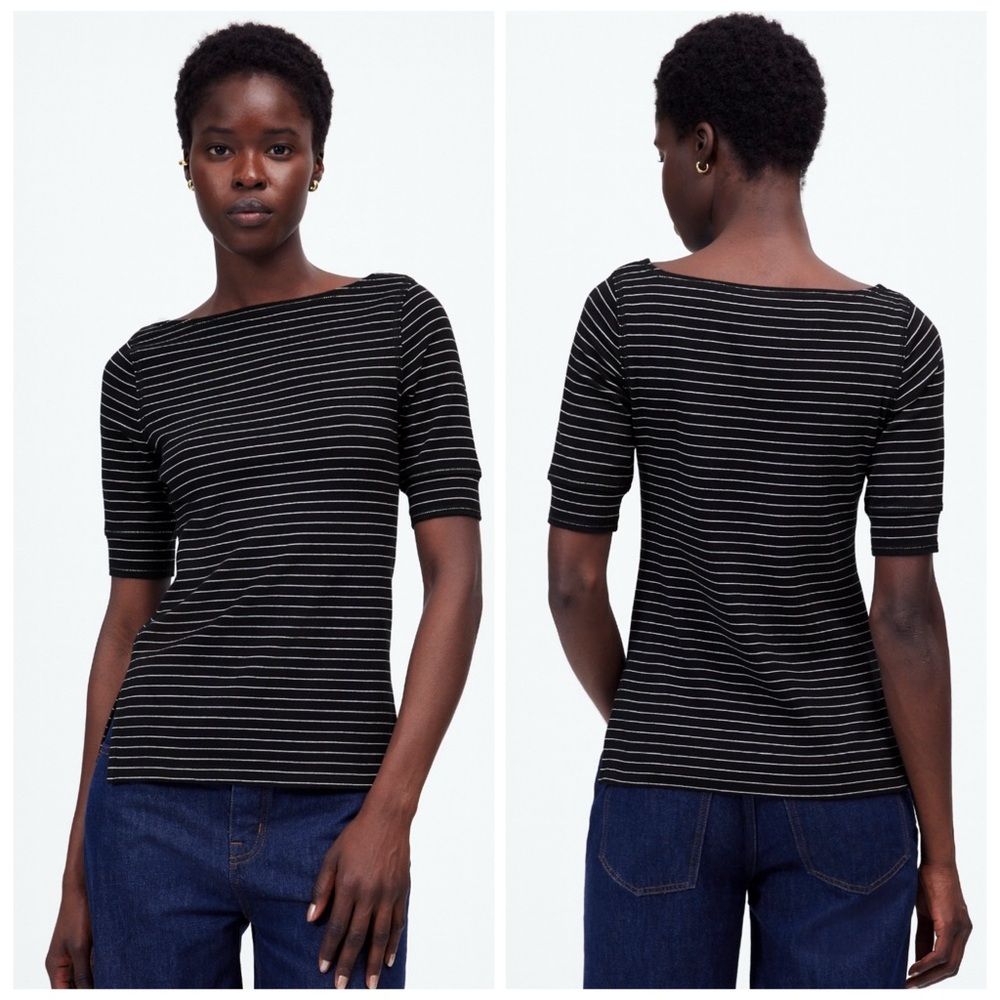 Madewell Ribbed Boatneck Tee in Stripe